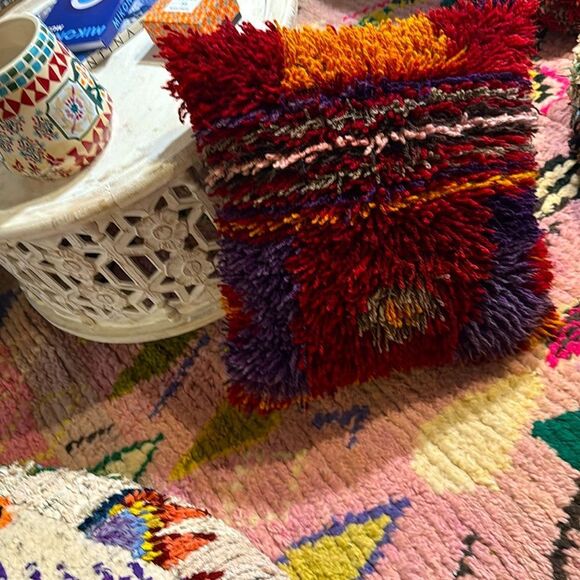 Bohemian Vintage Overstuffed Turkish Rug Pillow-20x20 - Picture 12 of 16